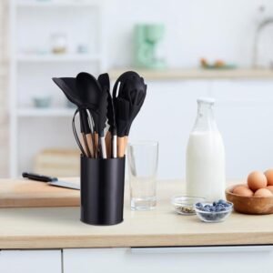 Ensemble d'Ustensiles de Cuisine en Silicone 11 Pièces avec Support